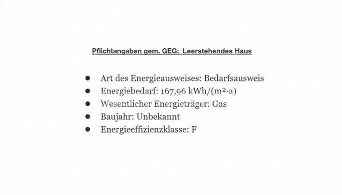 Energieangaben leerstehendes Haus