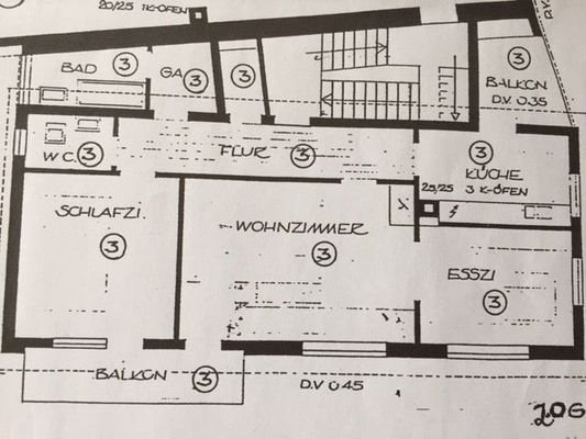 Grundriss 3-Zimmer-Wohnung