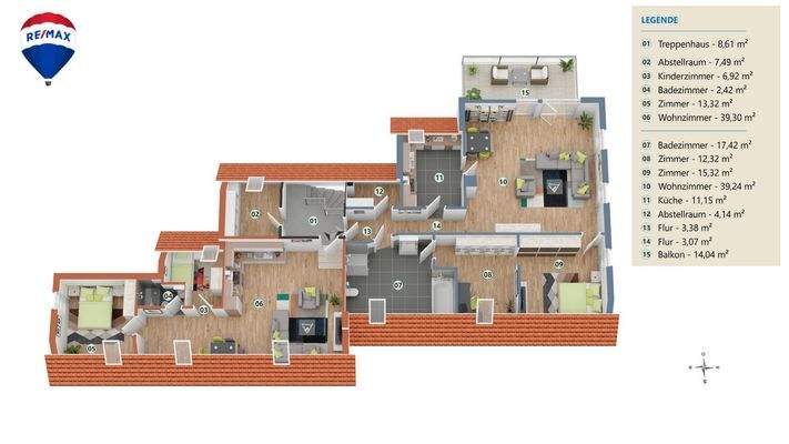 aufgeteilt in 2 x 3-Zi.-ETWs