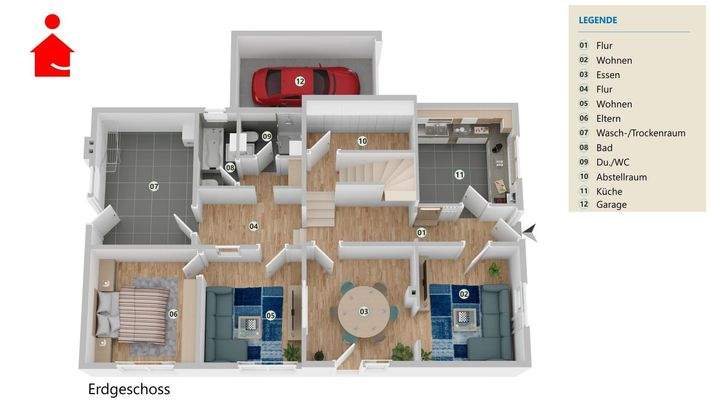 Grundrissvisualisierung Erdgeschoss