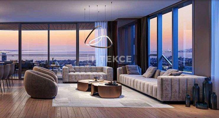 Apartments in a Sea-View Complex with Security in İzmir Konak