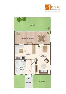 GR Erdgeschoss visuell als 2D Ansicht aufbereitet.