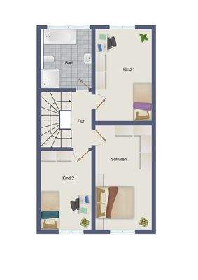 Der Grundriss im Obergeschoss