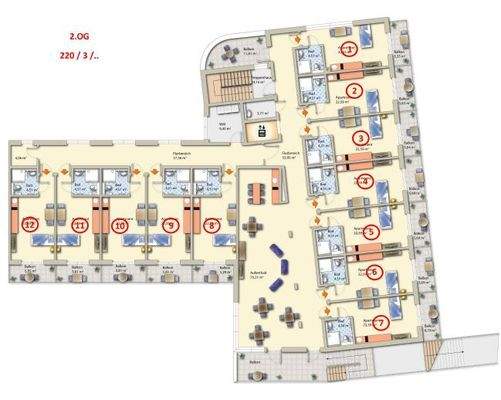 Grundrisse und Aufteilung im 2.OG