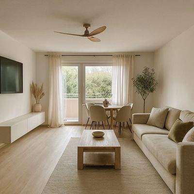 Wohn -und Essbereich mit Zugang zum Balkon