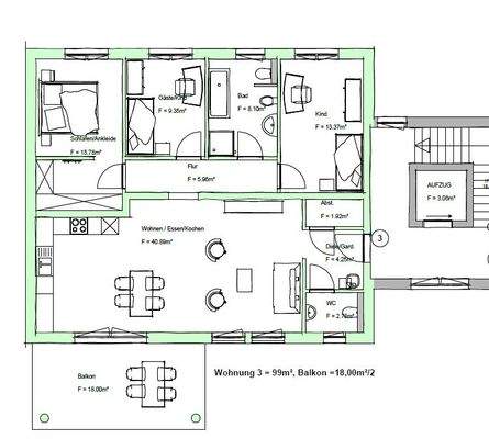 Grundriss Whg. 3 OG links