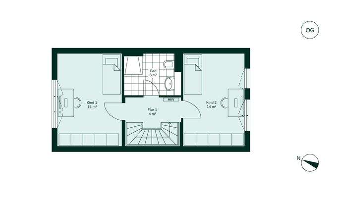 Komfortabler Grundriss im Obergeschoss
