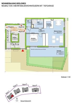 Wohnbeispiel Haus 1, 2 Zimmer 70 m²