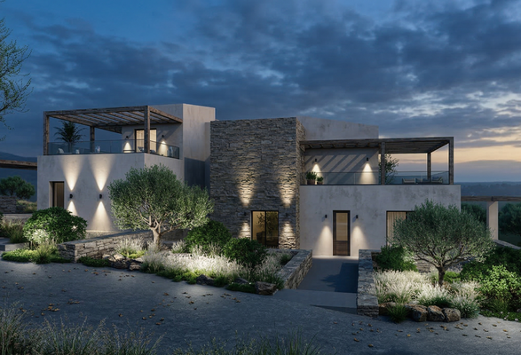 Kreta, Exantis: Neubau! Zwei luxuriöse Steinvillen mit privaten Pools zum Verkauf