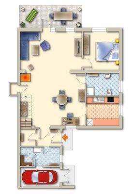 Grundriss zur Wohnung im Erdgeschoss