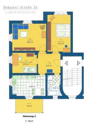 Grundriss Wohnung 3 - 1.OG