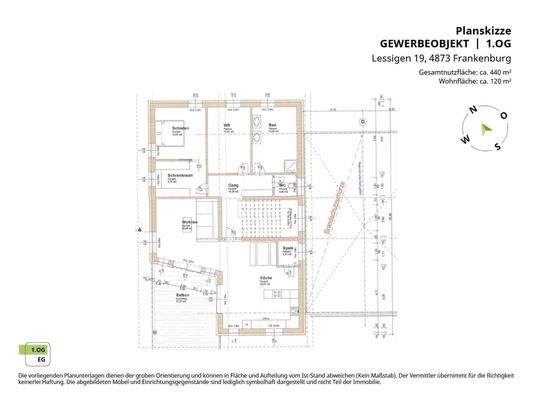 Planskizze 1.OG Betriebswohnung