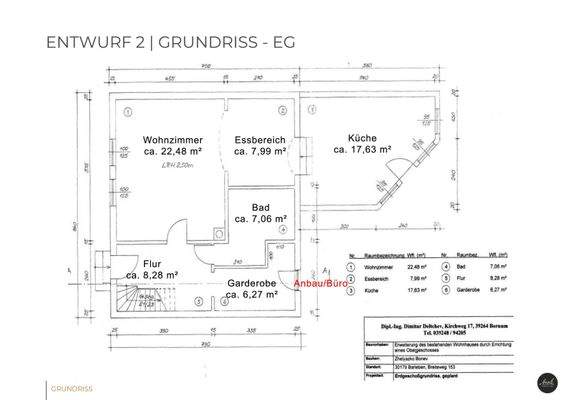 Entwurf Grundriss EG Variante 2
