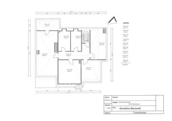 Grundriss DG I mit Bemaßung 