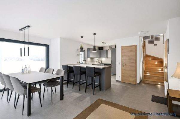 Wohn-, Ess- und Kochbereich (visualisiert)