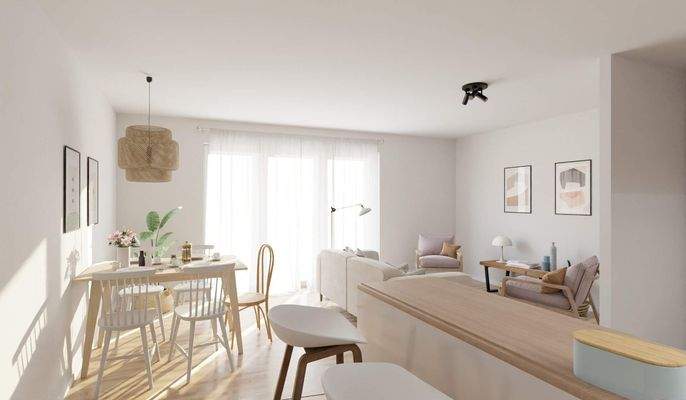 Visualisierung des Wohnzimmers der Eigentumswohnun