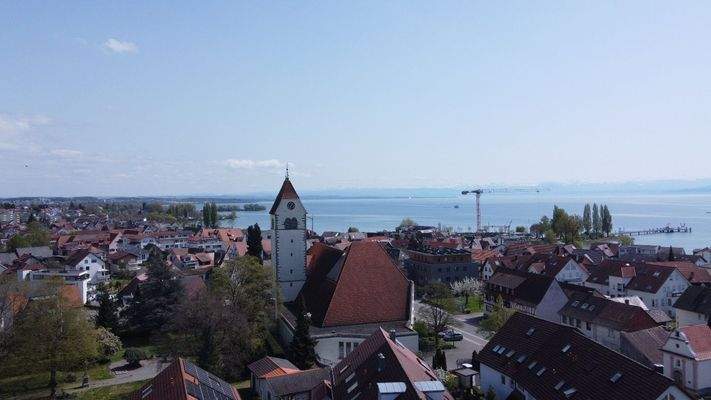 Blick Drohne zum Bodensee