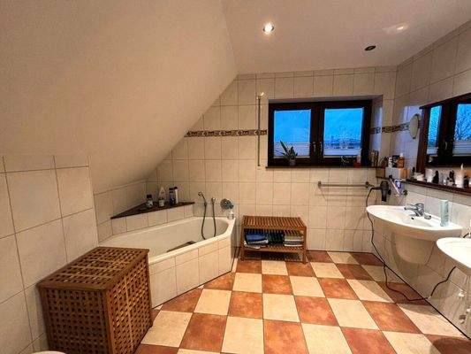 Bad mit Dusche, Badewanne und WC im OG