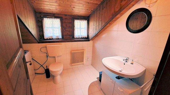 Badezimmer mit Dusche und WC im Obergeschoss unter