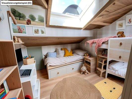 Kinderzimmer Dachgeschoss Visualisierung via Homestaging