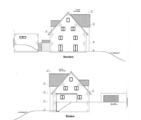 Hausansichten Norden und Süden