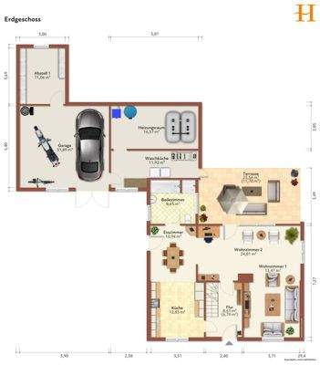 Grundriss Erdgeschoss gezeichnet