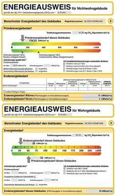Energieausweise Wohn- und Nicht Wohnteil