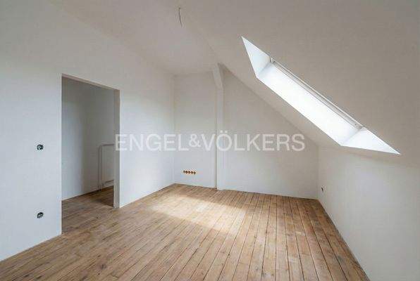 Schlafzimmer im Dachgeschoss digital bearbeitet