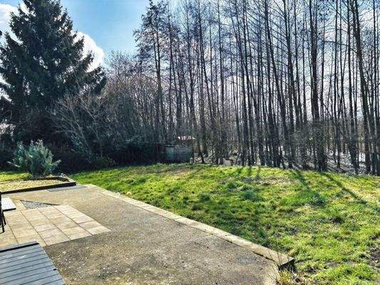 Terrasse in Südlage mit Blick zum Garten und Wald
