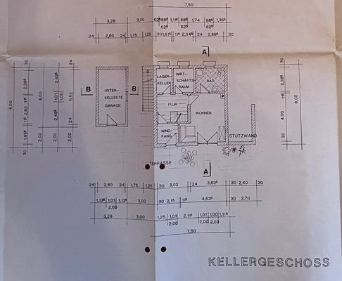 Grundriss UG, Wohnen = Schlafen