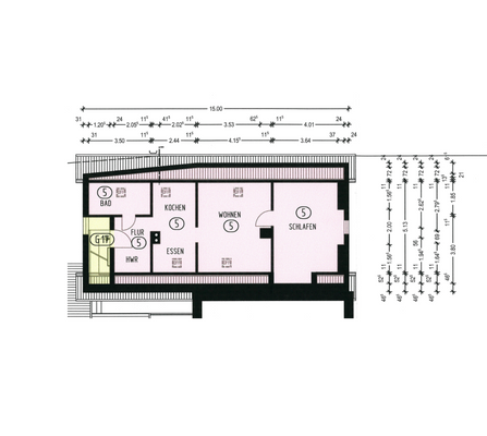 Dachgeschoss Grundriss Wohnung Nr.5