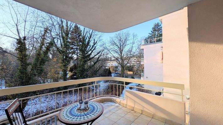 Balcony with Snowy Lake View