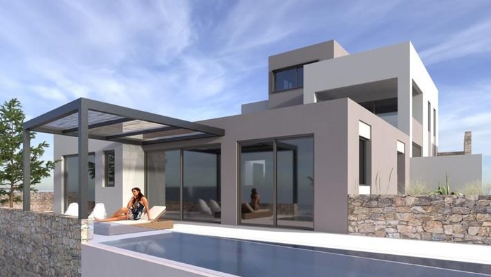 Kreta, Kokkino Chorio: Neubau! Villa mit privatem Pool zu verkaufen