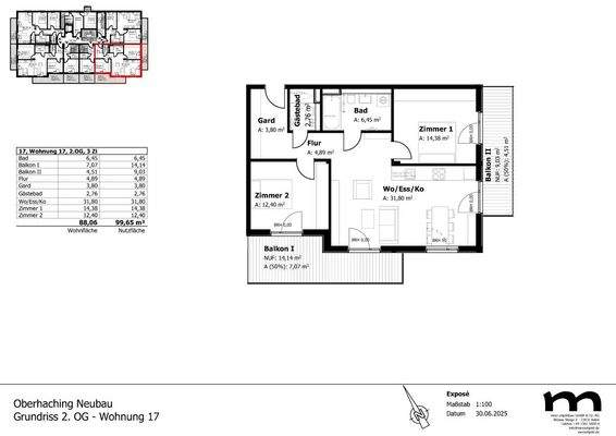 Grundriss 2. OG - Wohnung 17