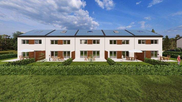 Rückansicht mit Gärten