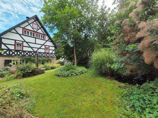 Blick auf das Haus vom Garten