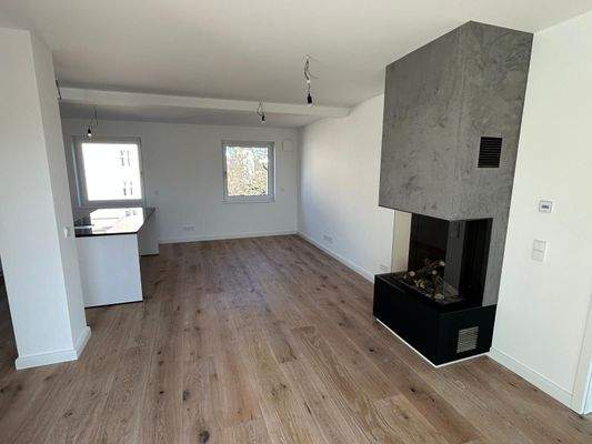 Wohn-Esszimmer mit Gaskamin