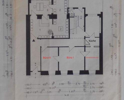 Grundriss des Gemeinschaftsbüros