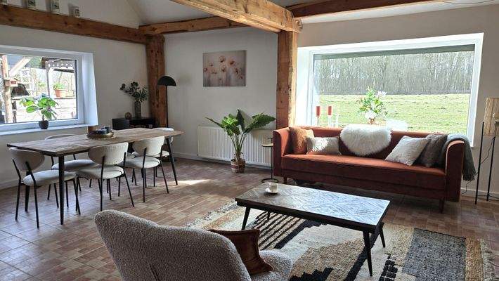 Wohn/- Essbereich mit Kamin