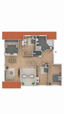 Grundriss BSP - geschl. Küche