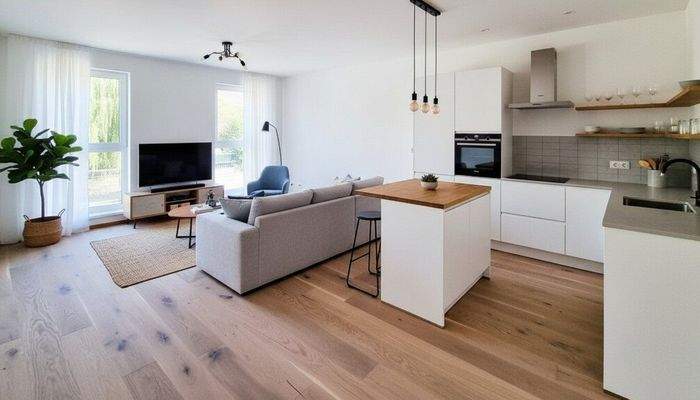 Wohn- und Küchenbereich; KI generierte Einrichtung