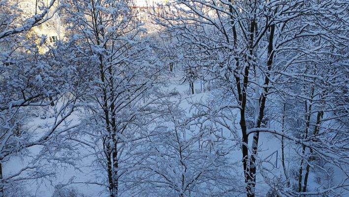 Winter Blick vom Schlafzimmer