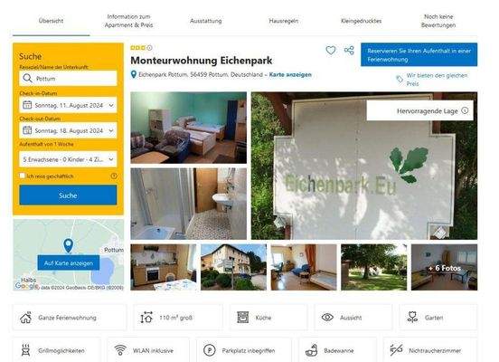 Monteuerwohnung/ Booking.Com