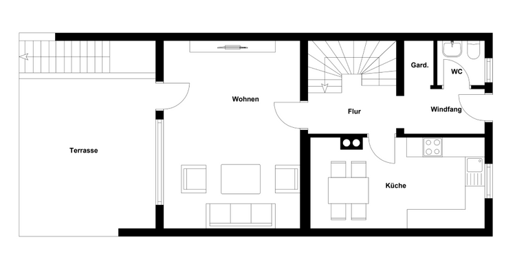 Erdgeschoss - unmaßstäblicher Grundriss