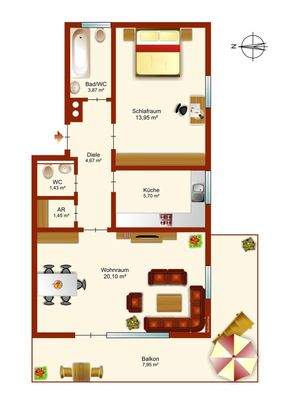 Grundriss der Wohnung 