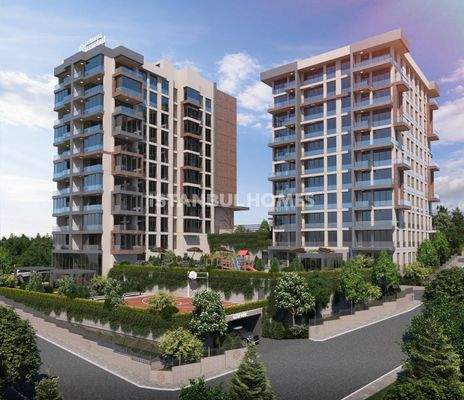 Apartments in a Complex with Forest View in Istanbul Kagithane
