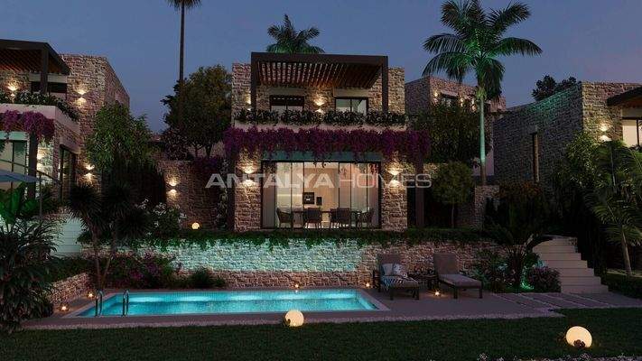 Stone Clad Sea View Detached Villas in Bodrum Yalikavak