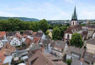 Ausblick auf Durlach mit katholischer Kirche