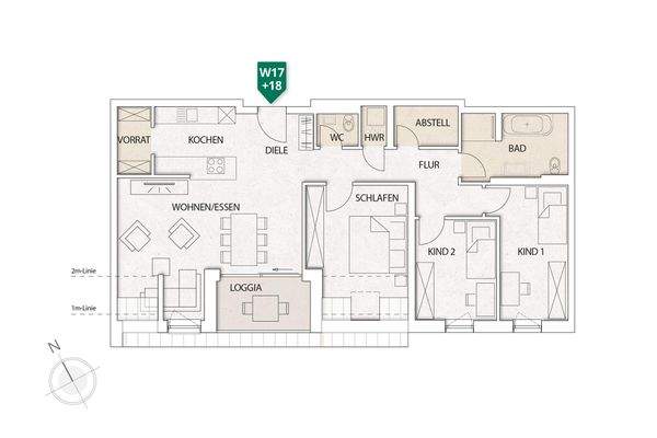 Zusammenlegungsoption Wohnung 17+18