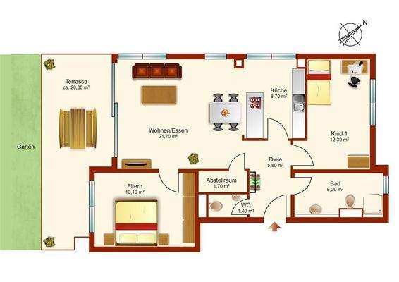 Grundriss der Wohnung